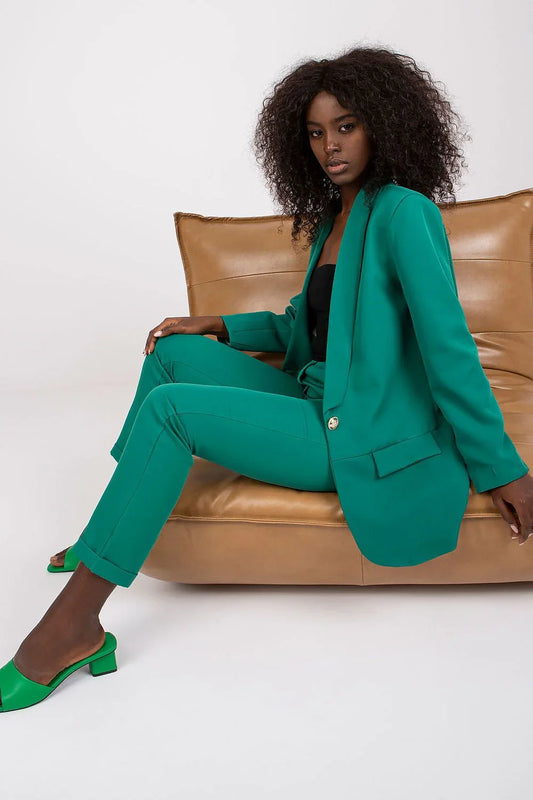 Women's Blazer - Stretchable - Button - Green -Guocali