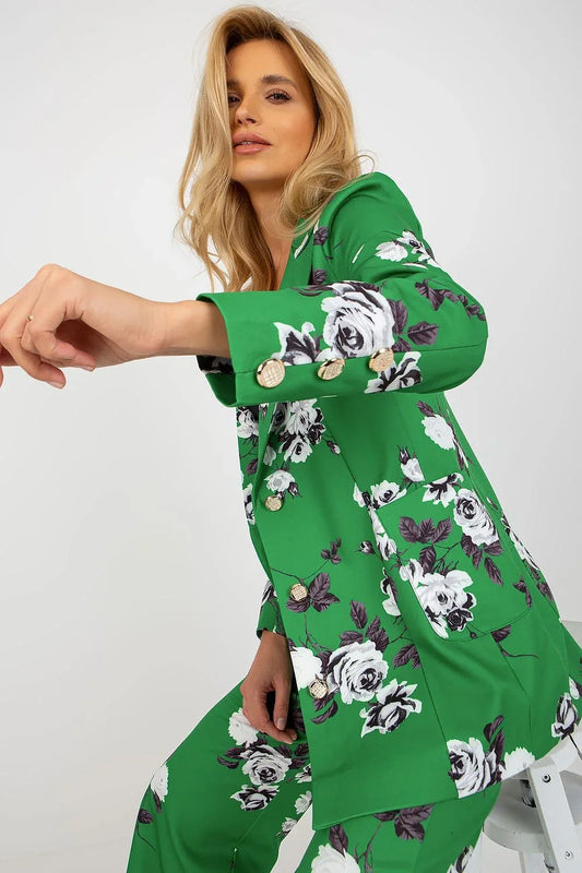 Women's Blazer - Stretchable - Button - Green -Guocali