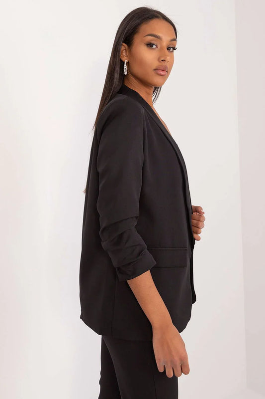 Women's Blazer - Wrinkle-Resistant - 1-Button - Black -Guocali