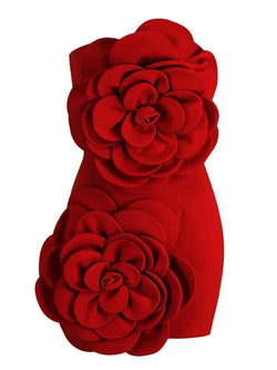 3D Floral Strapless Short Party Dress - Guocali