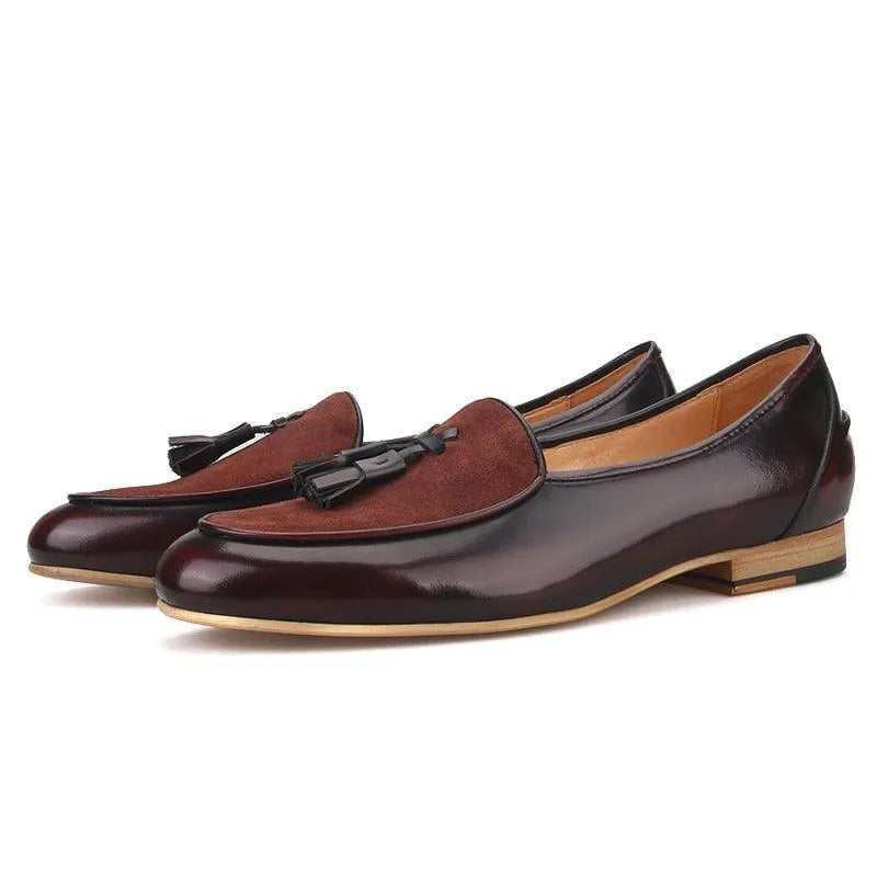 Men Casual Tassel Apron Toe Dress Loafers - Slip-On Formal Dress Shoes