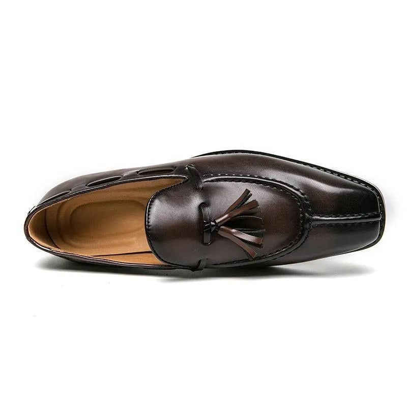 Men Tassel Dress Loafers - Slip-On Formal Dress Shoes