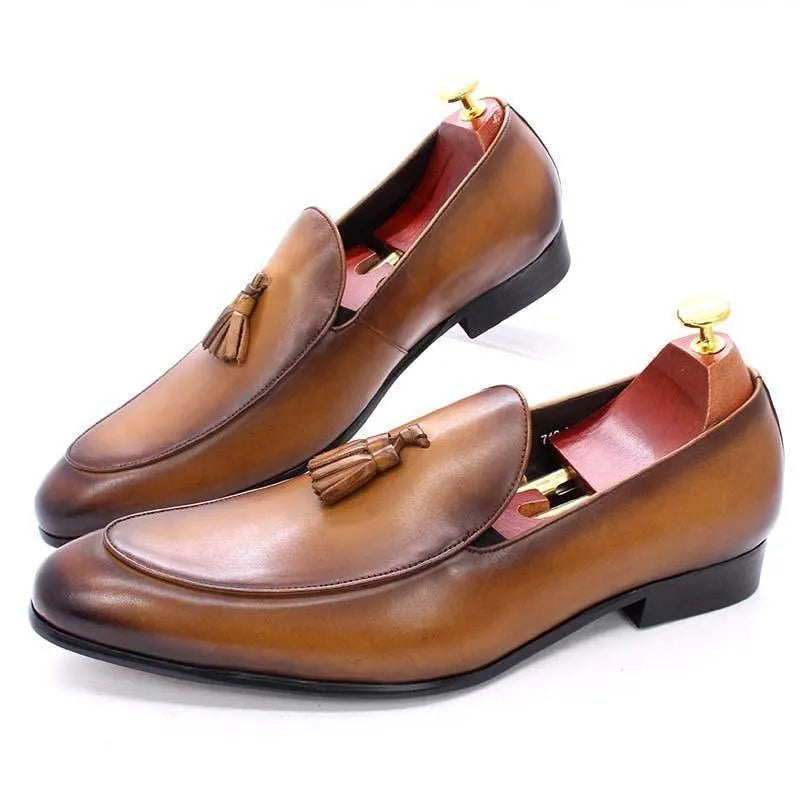 Men Tassel Dress Loafers - Slip-On Formal Dress Shoes