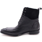 Men's Boots - Block Ankle Boots - Leather