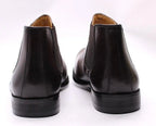 Men's Boots - Block Ankle Boots - Leather