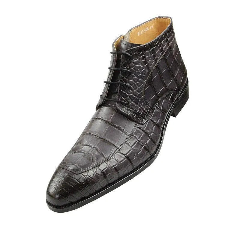 Men's Boots - Winter Block Ankle Boots - Leather