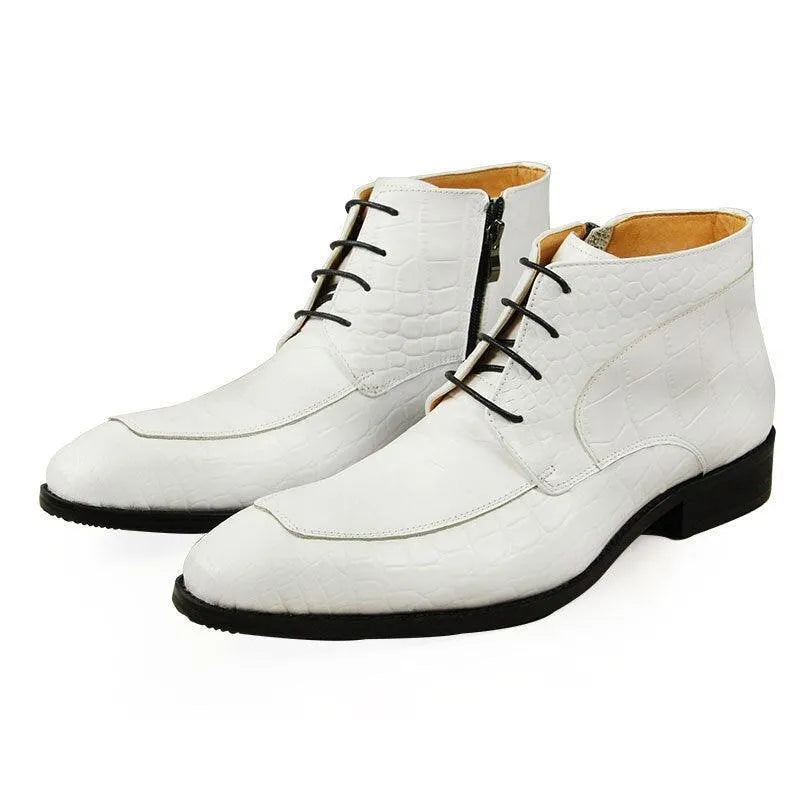 Men's Boots - Winter Block Ankle Boots - Leather