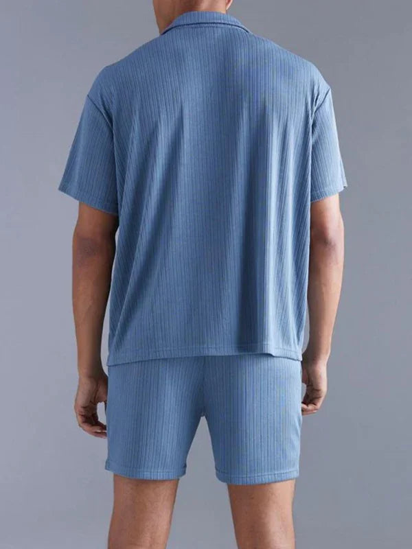 Men’s Collared Shirt and Shorts Set
