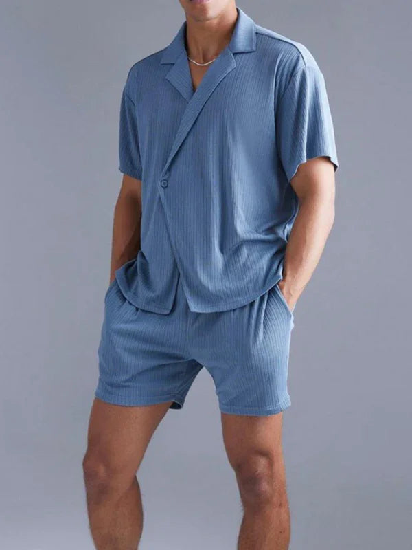 Men’s Collared Shirt and Shorts Set