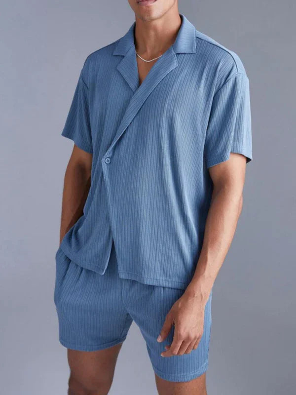 Men’s Collared Shirt and Shorts Set