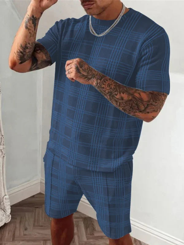 Men’s Plaid T-Shirt and Shorts Set