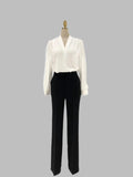 White Chiffon Women Blouse, V-neck