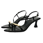 Women Black Ankle Strap Kitten Heels