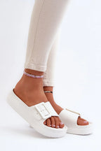 Women Buckle Platform Flip Flops