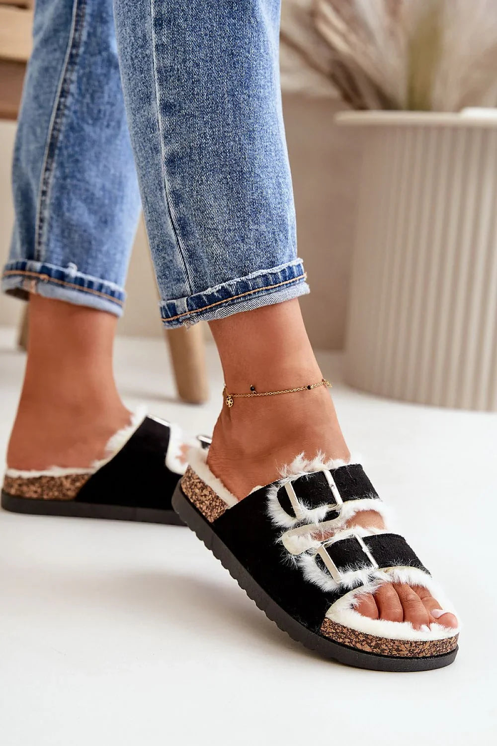 Women Buckle Platform Lounge Slippers