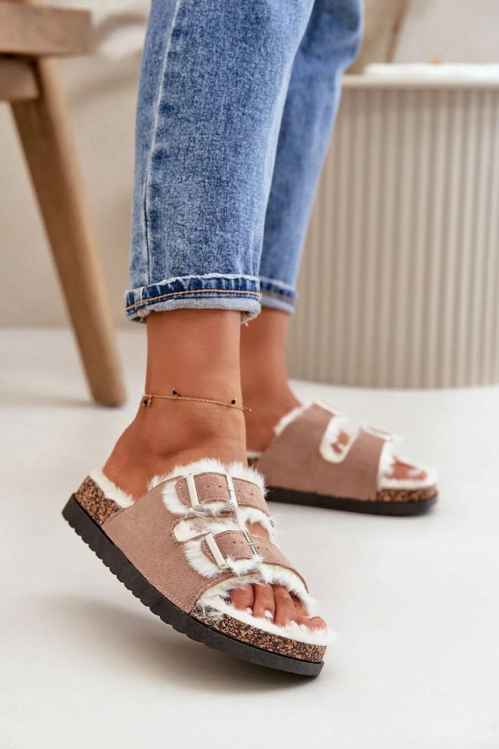 Women Buckle Platform Lounge Slippers