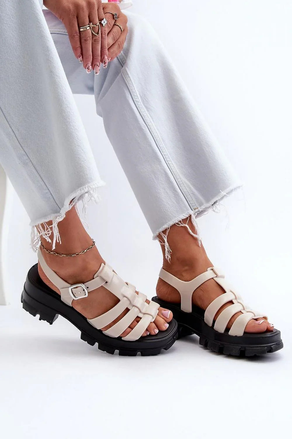 Women Caged Platform Vegan Sandals