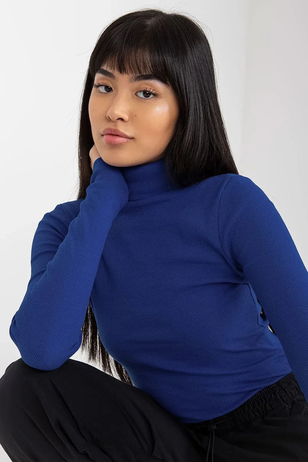 Women Fitted Cotton Turtleneck Sweater