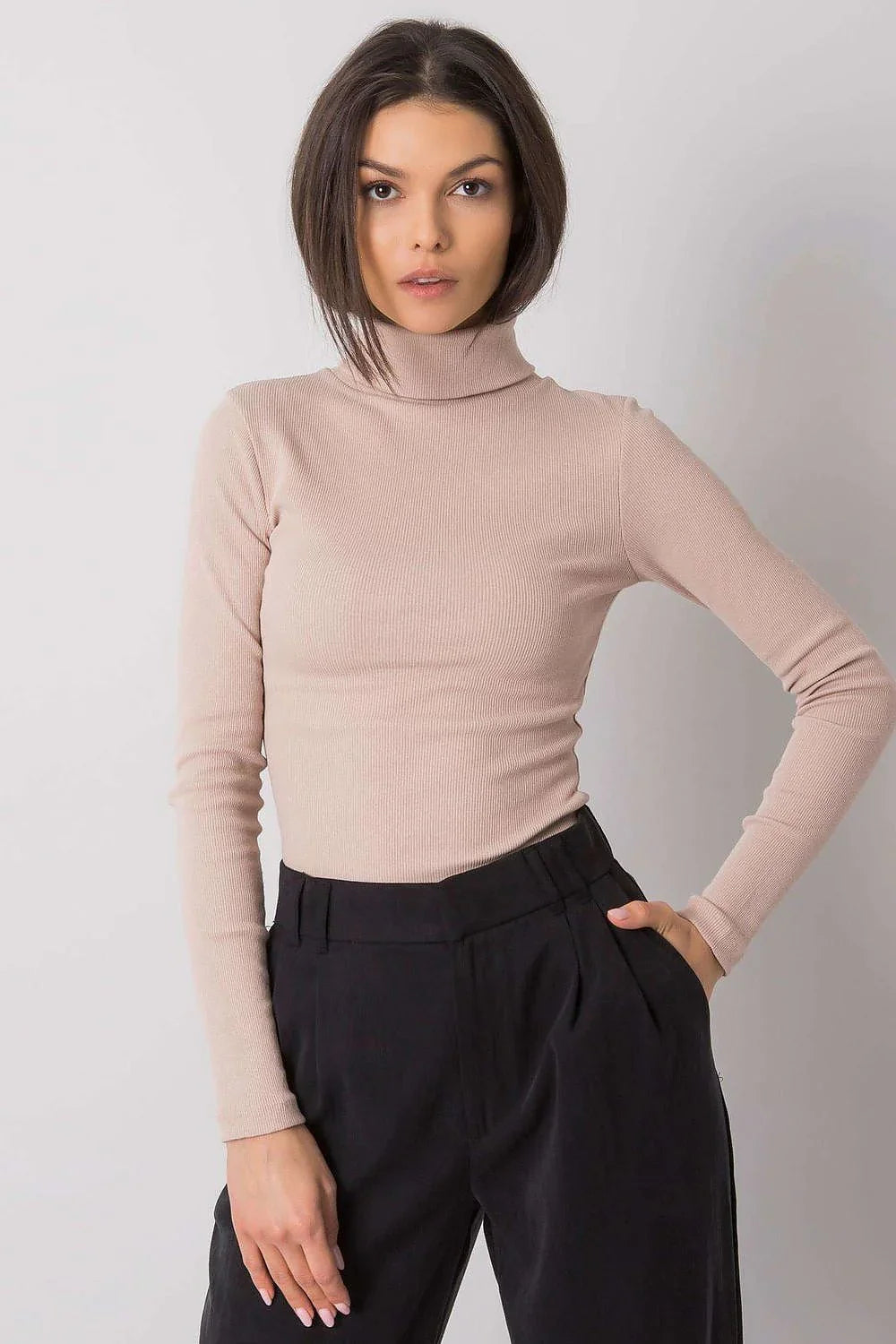 Women Fitted Cotton Turtleneck Sweater