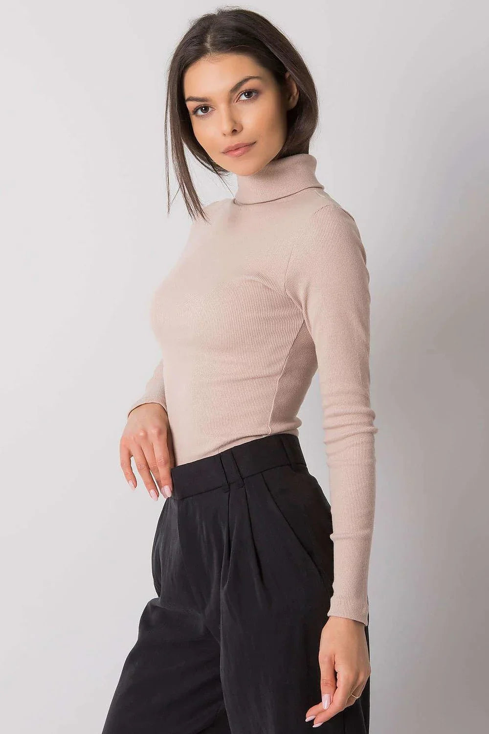 Women Fitted Cotton Turtleneck Sweater