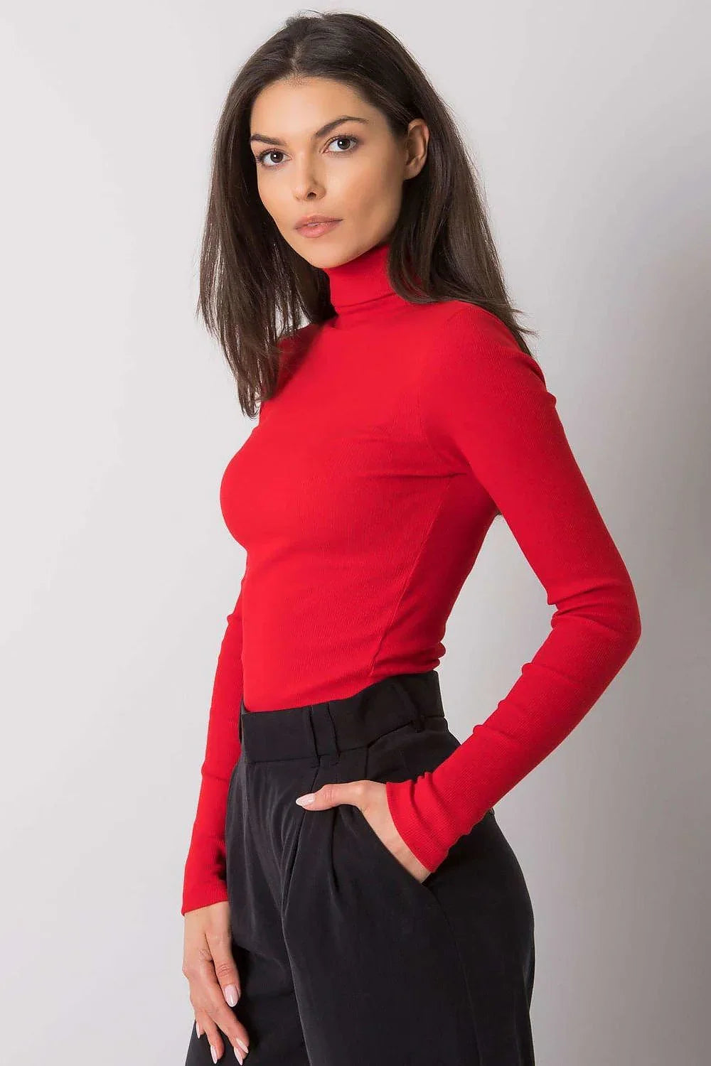 Women Fitted Cotton Turtleneck Sweater