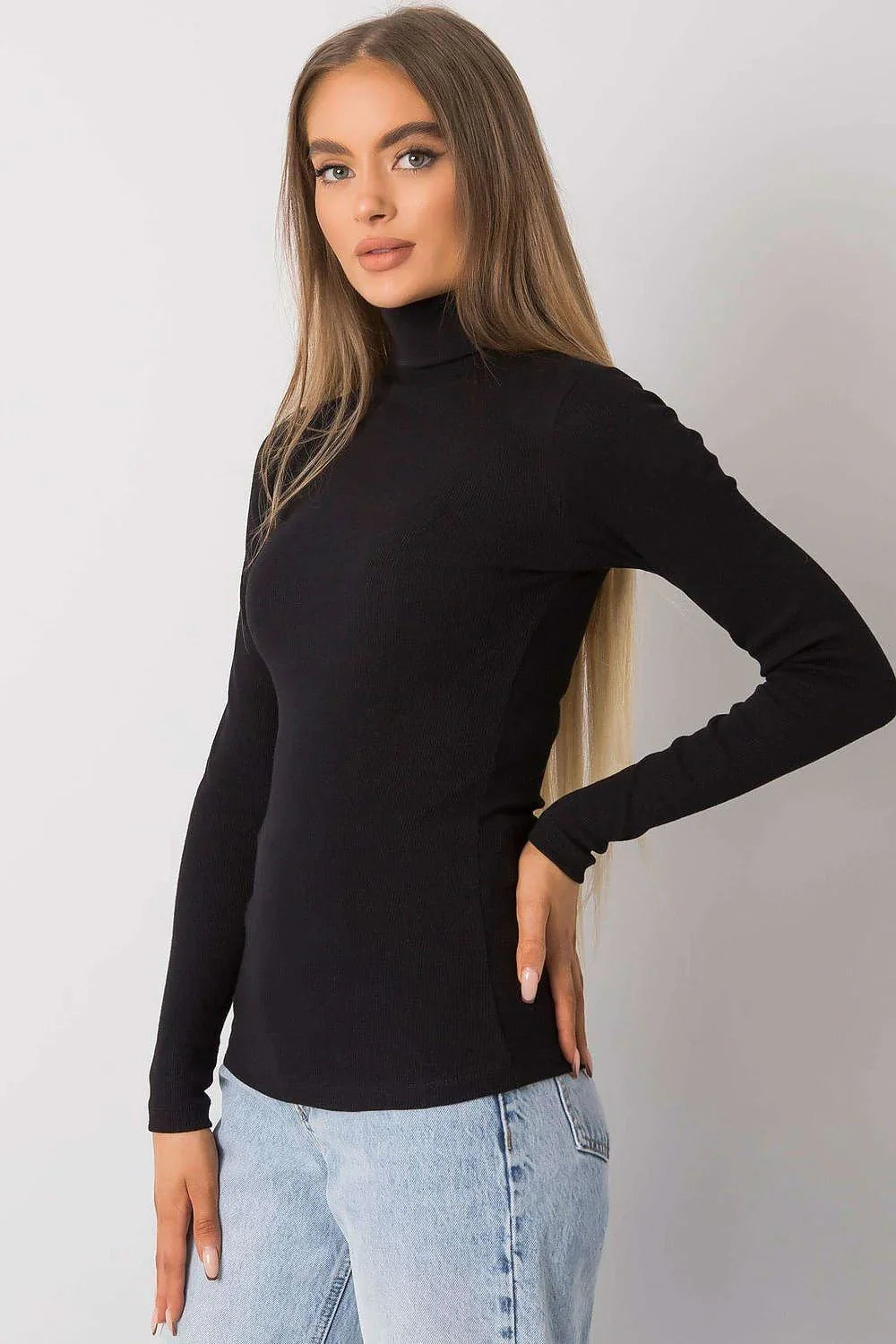 Women Fitted Cotton Turtleneck Sweater