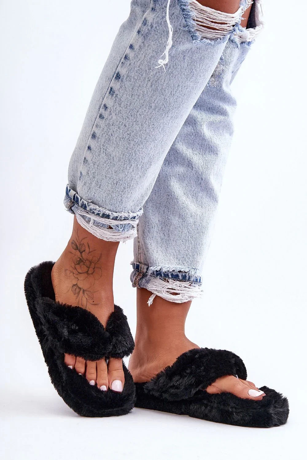 Women Fur Platform Japanese Flip Flops