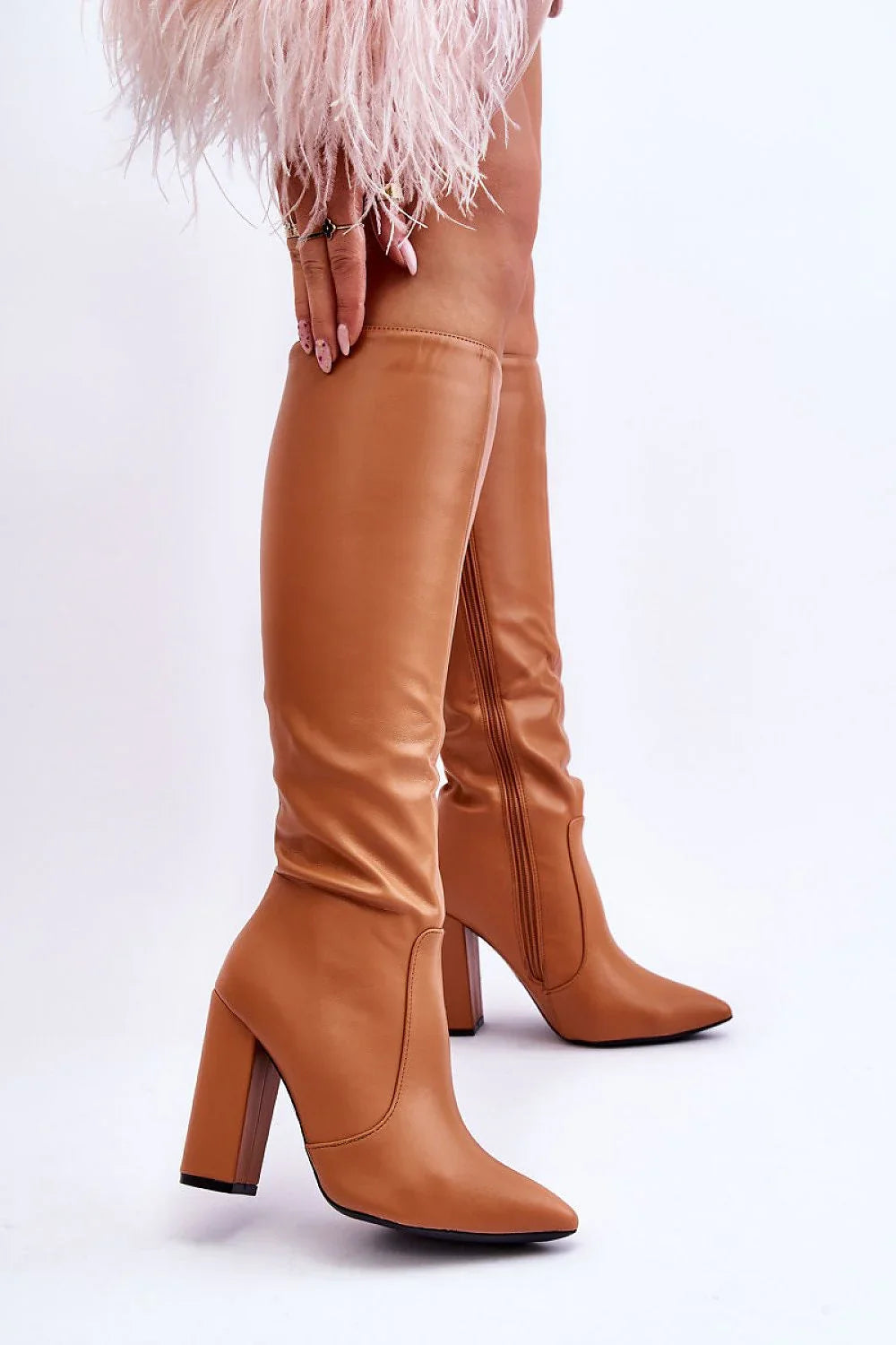 Women Heel Boots - High Block Shoes - Guocali