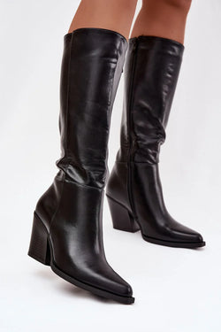Women Heel Boots - High Block Shoes - Guocali