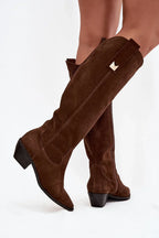 Women Heel Boots - Low Cuban Shoes