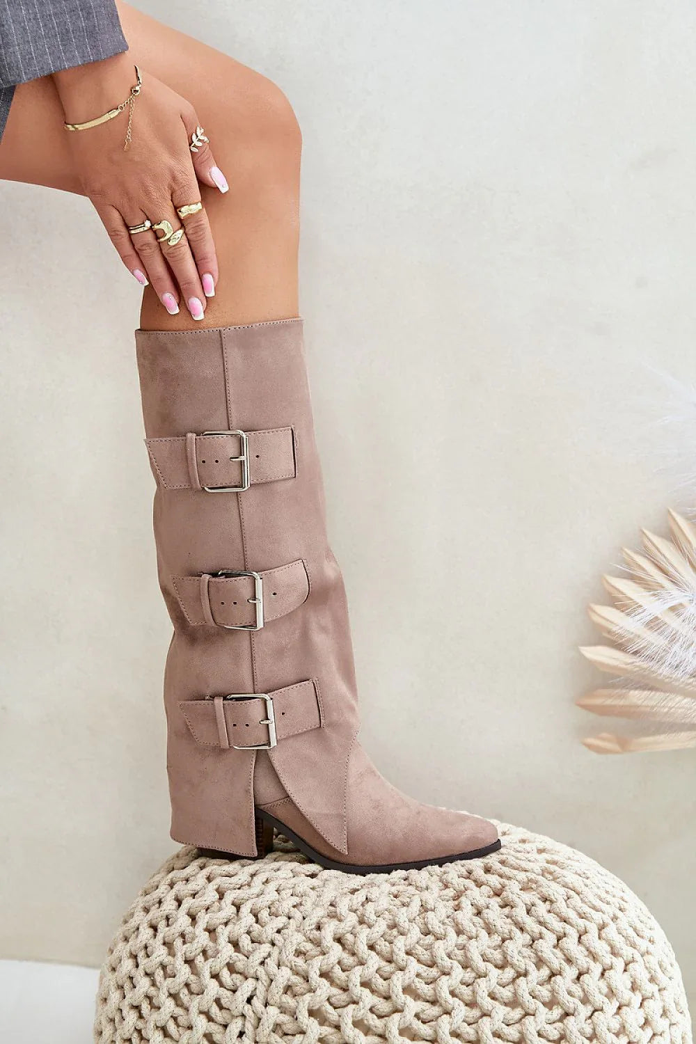 Women Heel Boots - Mid Block Shoes