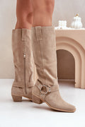 Women Heel Boots - Mid Block Shoes