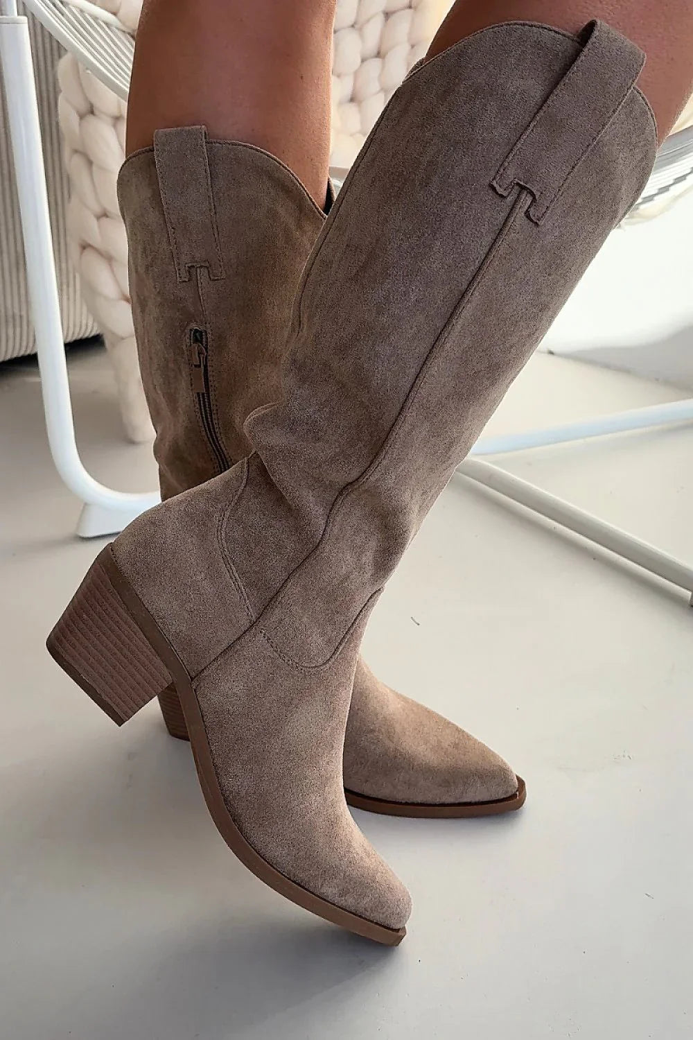 Women Heel Boots - Mid Cuban Shoes