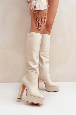 Women Heel Boots - Very High Block Shoes - Guocali