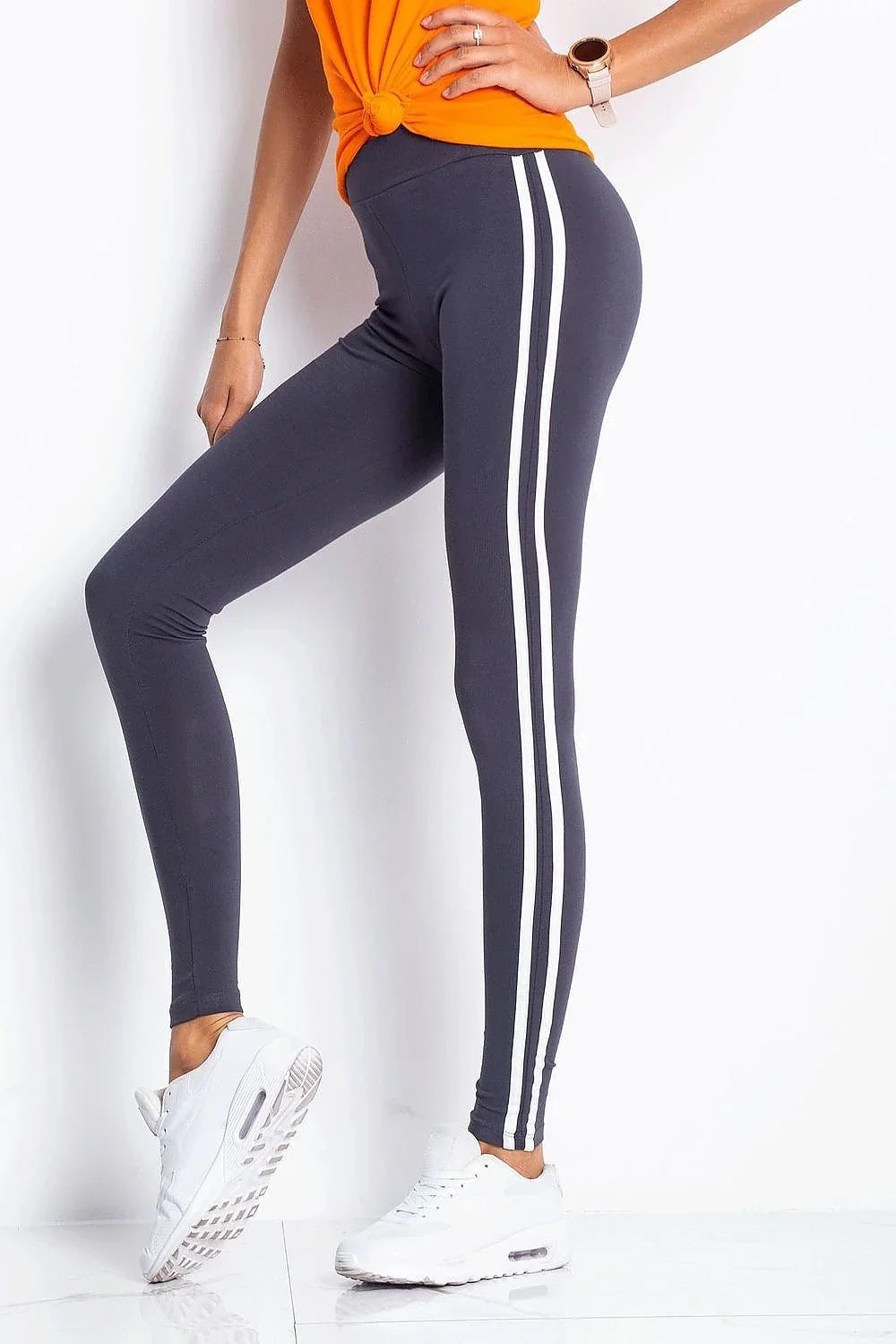 Women High Waist Striped Sporty Chic Leggings
