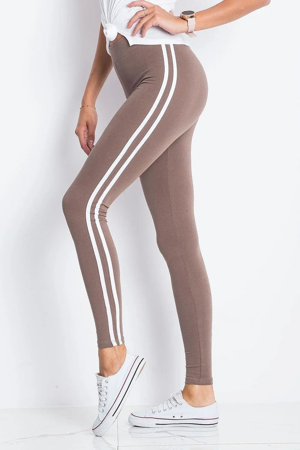 Women High Waist Striped Sporty Chic Leggings