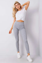 Women High Waist Textured Long Casual Leggings