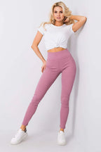 Women High Waist Textured Long Casual Leggings