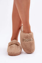 Women Letter Print Fur Slippers