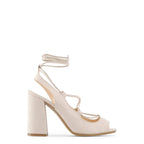 Women Made in Italy Beige Block Heel Sandals