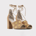Women Made in Italy Lace-Up Peep Toe Heel Shoes