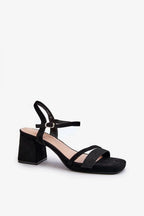 Women Metallic Multi Strap Block Heel Sandals
