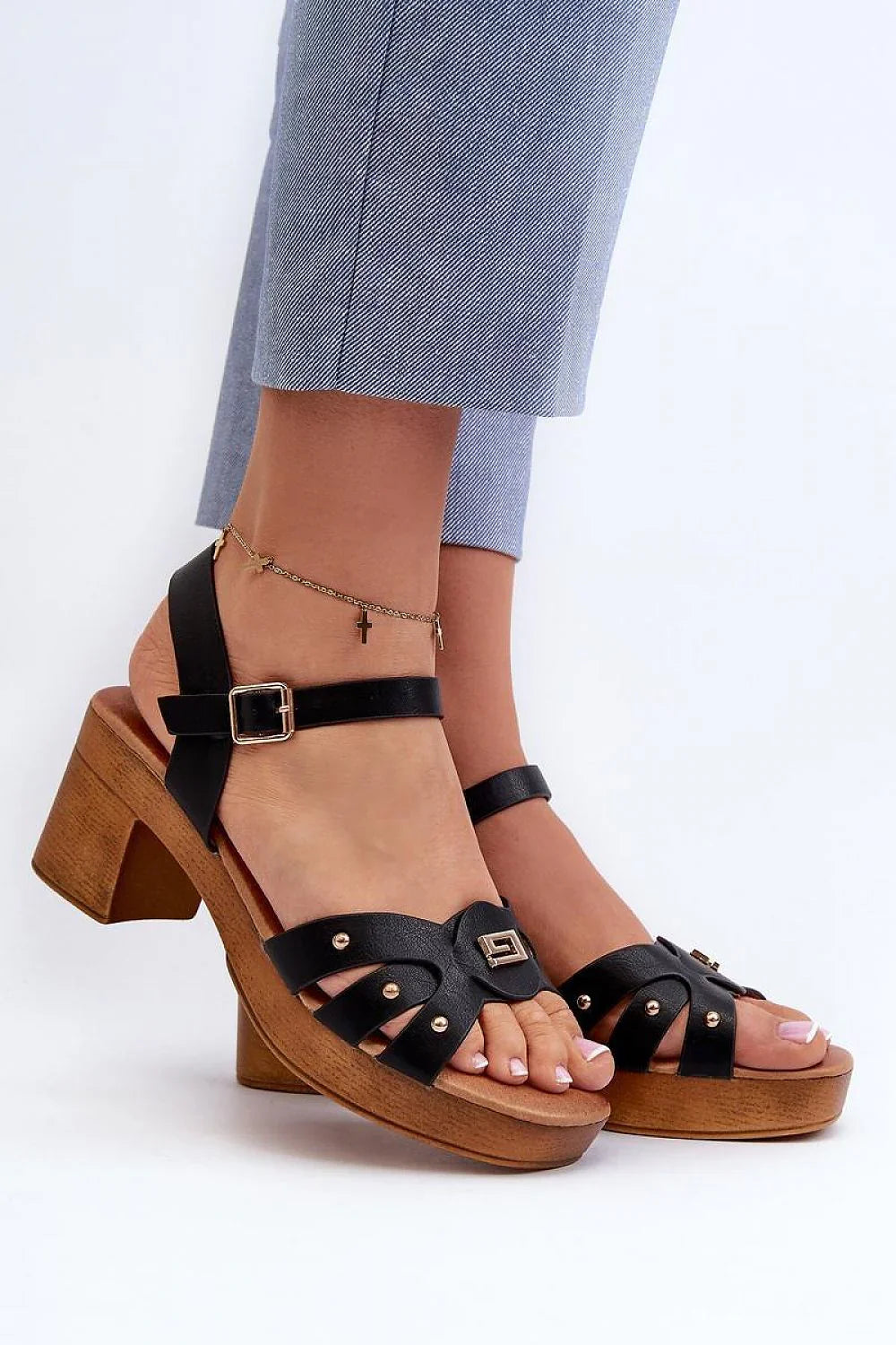 Women Mid Heel Comfort Block Sandals