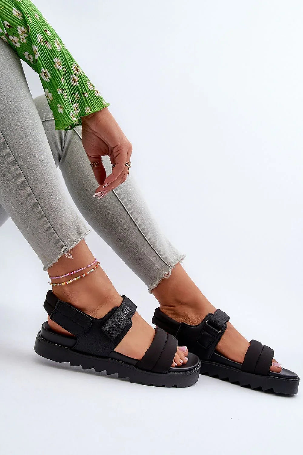 Women Mid Platform Velcro Comfort Sandals