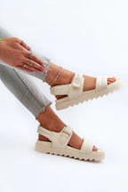 Women Mid Platform Velcro Comfort Sandals