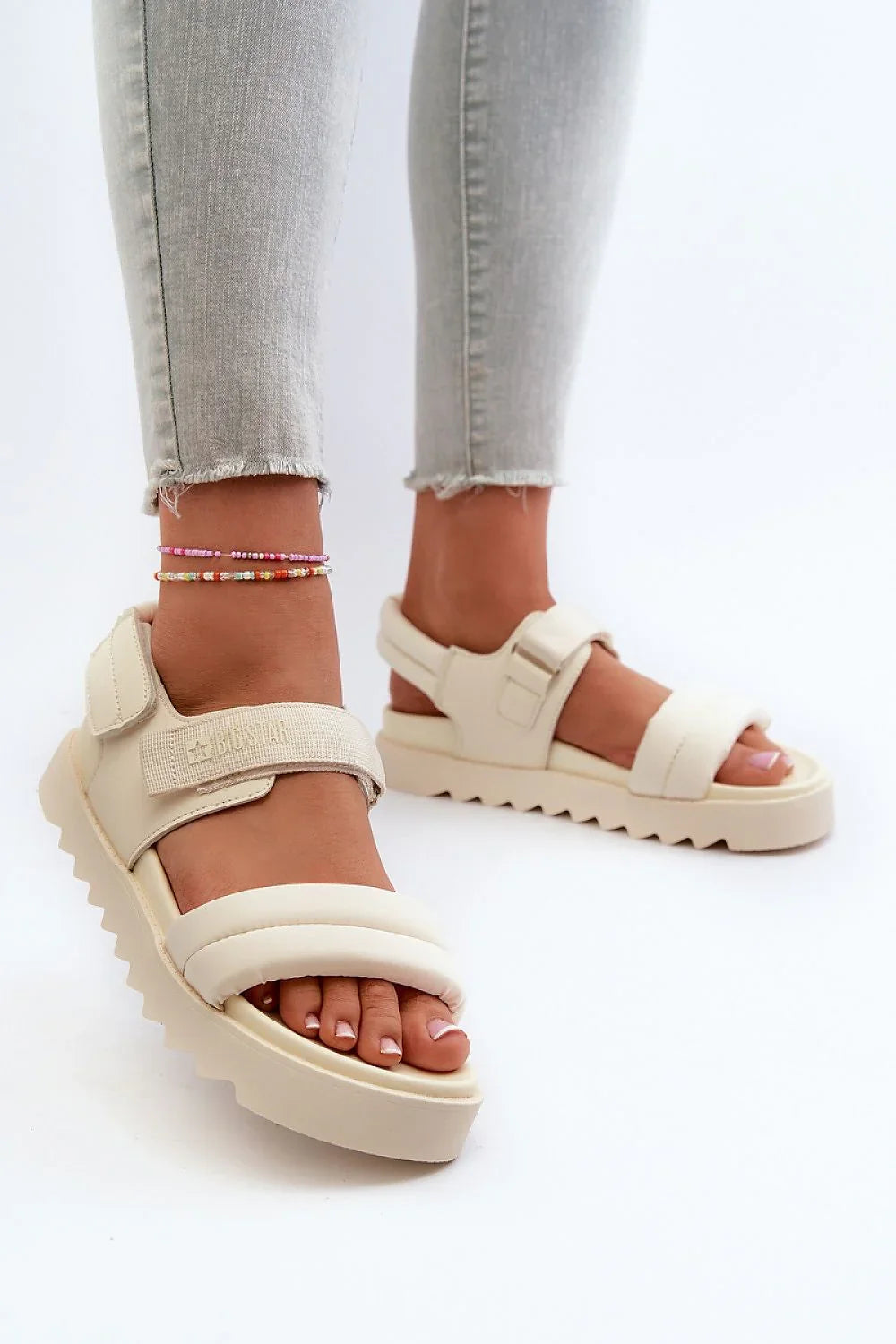 Women Mid Platform Velcro Comfort Sandals