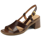 Women Open-Toe Buckle Strap Block Heel Sandals