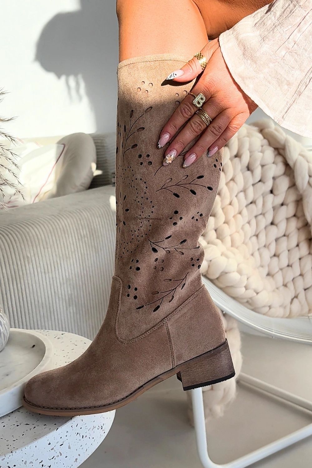 Women Open Work Boots - Low Block Shoes