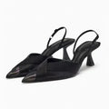 Women Pointed Toe Slingback Kitten Heel Sandals