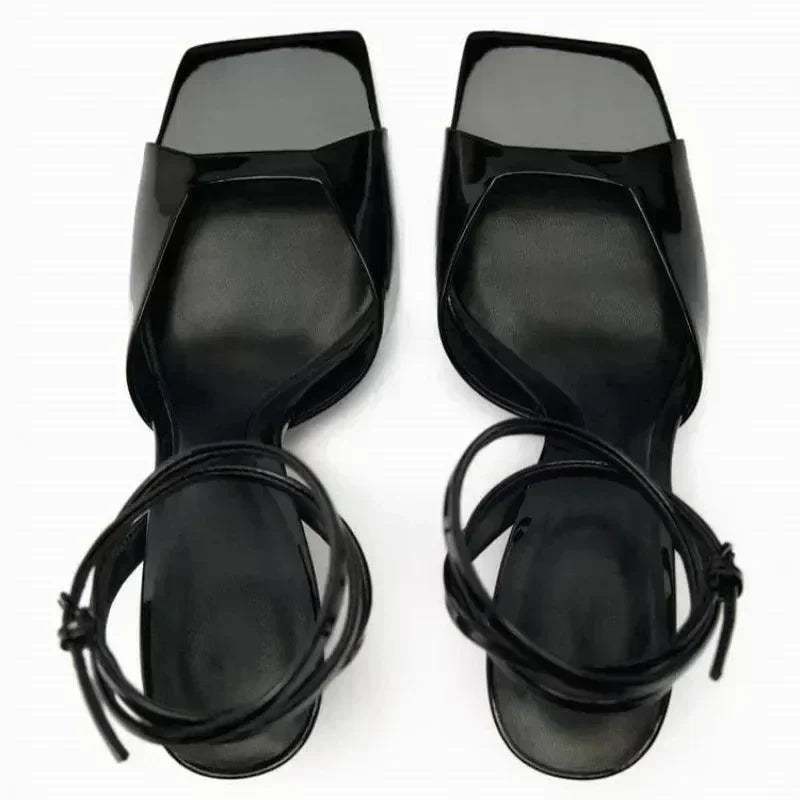 Women Square Toe Strappy Stiletto Heels